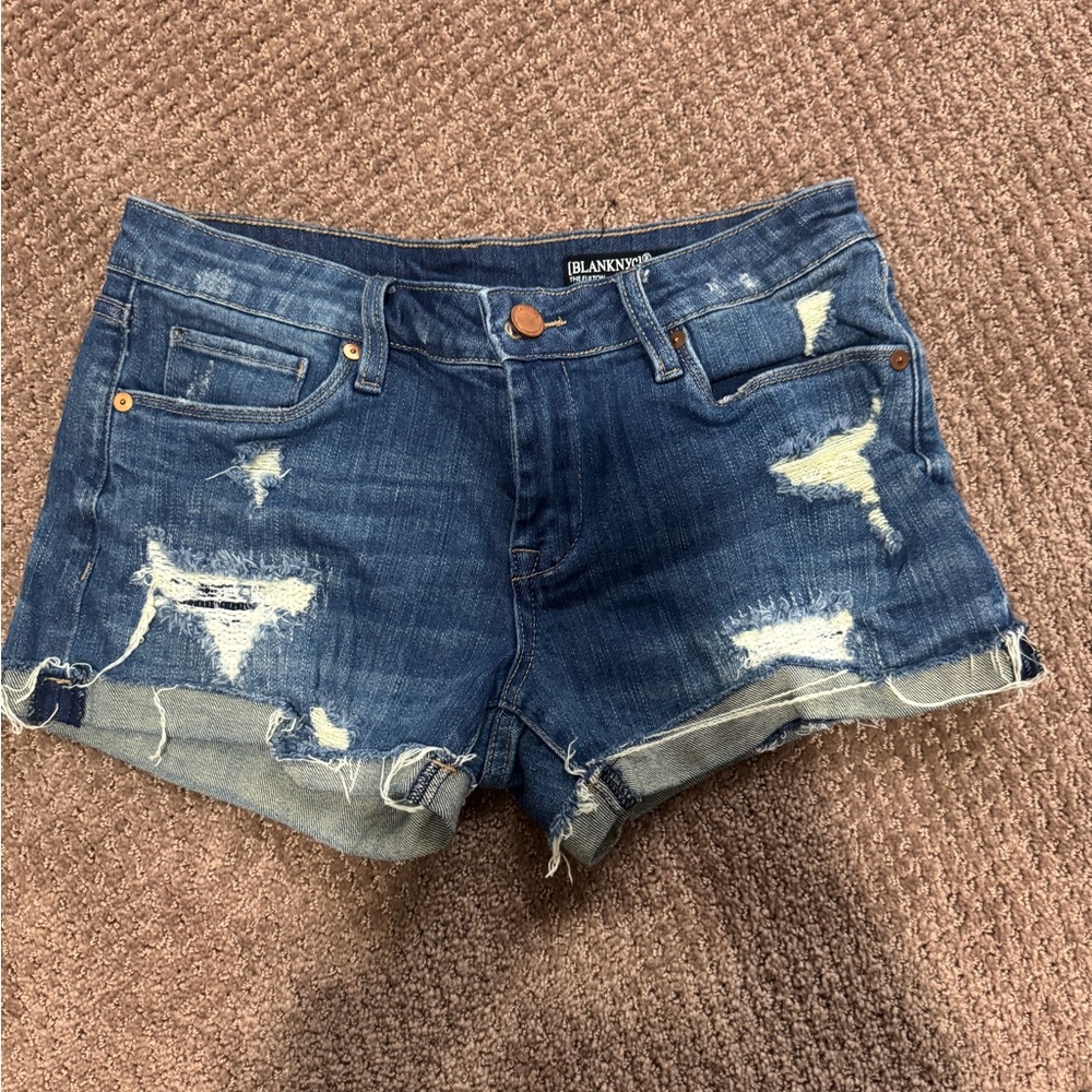 Blank NYC Women's Blue Distressed Denim Shorts